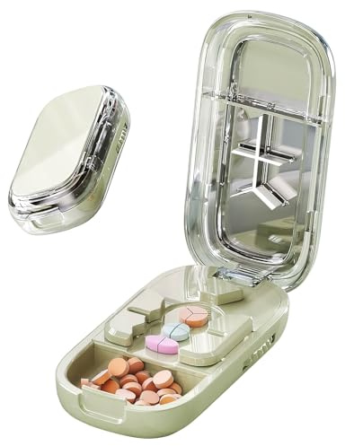 Tablettenteiler Medikamententeiler, Tragbare Tablettenbox, Wöchentlicher Pillenschneider-Organizer für Zuhause, Geschäftsreisen, Krankenhaus, Schule, Camping, Arbeit, Krankenschwestern, Erwachsene,