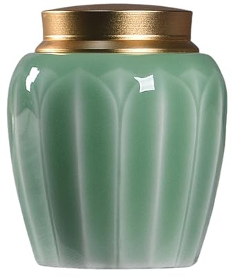 Pasdrucn 190ml Keramik Teedose, Keramik-Matcha-Tee-Behälter, Kleiner Keramischer Matcha-Behälter, Matcha Set, Doppelte Tragbarer Mini-Matcha-Aufbewahrungsbehälter Mit Aluminiumlegierungsdeckel (B)