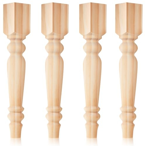 Threehoney 4 Pcs Farmhouse Table Legs, 14 x2.2'' Pine Dining Table Legs for Furniture Unfinished Wooden Furniture Dining Cottage Bench Coffee for DIY (Short)