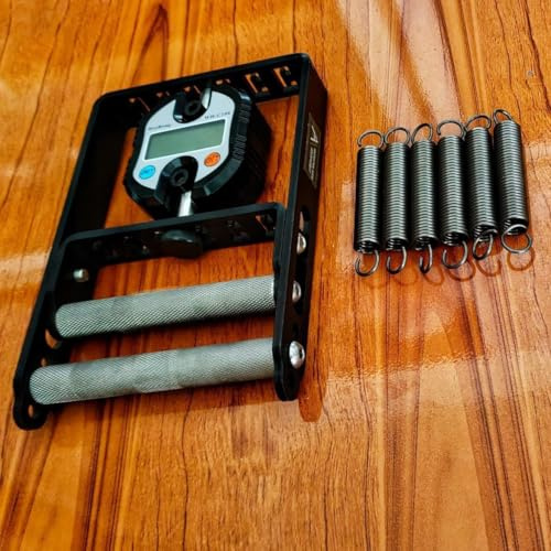 Misuratore di forza di presa, dinamometro for presa manuale, con 6 molle + 1 dinamometro for presa, 3 livelli di resistenza regolabile, capacità di carico 200 libbre/90 kg, for fitness