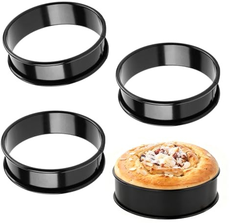 4PCS Crumpet Rings, Practical Egg Rings for Frying, Classic Design Crumpet Rings Non Stick in Ovens or Air Fryers, Easy to Clean Fried Egg Ring for Crumpets Pancakes Fried Eggs (Black)