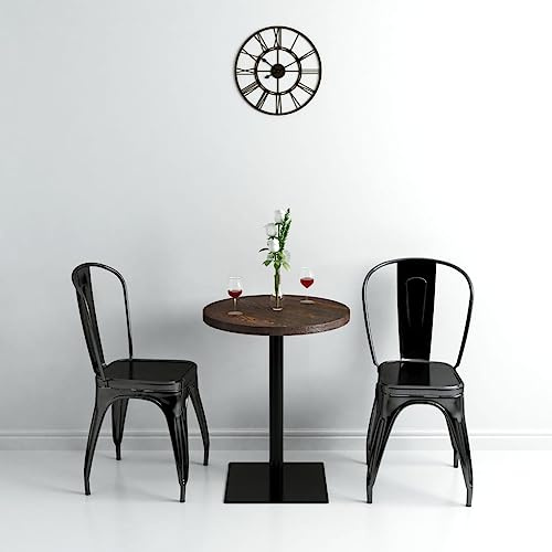 CongVVFV Bistrotisch MDF und Stahl Rund 60×75 cm Dunkle Esche - 1 Stück - Elegantes Tischgestell für Restaurant Cafe Bar mit gemaserter Oberfläche