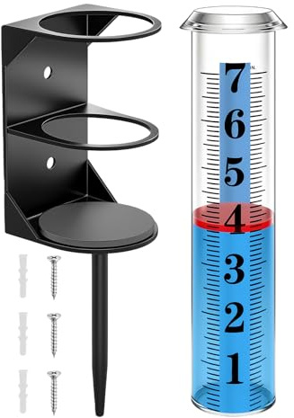 Pluviometro Per Esterni - Misuratore Di Pioggia Di Precisione | Barile Ispessito Con Carattere Grande E Supporto In Metallo, Strumento Di Misurazione Meteorologica Resistente Al Per Casa, Patio E