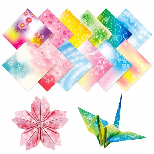 Origamipapier bunt 150 Blatt, Faltpapier 15x15 cm mit 12 Mustern