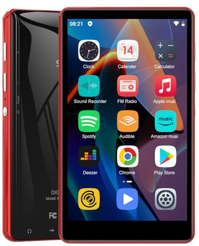 SWOFY 4,0 Zoll Touchscreen MP3 MP4 Player, Bluetooth sowie WiFi, portables Stereogerät, FM Radio, Rekorder, E-Buch Funktion und Browser, Farben Schwarz Rot
