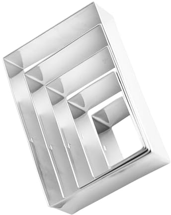 HOUDERCO Set 5 Stampi Tagliabiscotti Rettangolari in Acciaio Inox per Biscotti e Torte, Strumenti per Pasticceria Design Professionale 4.53X2.95X0.98 Pollici