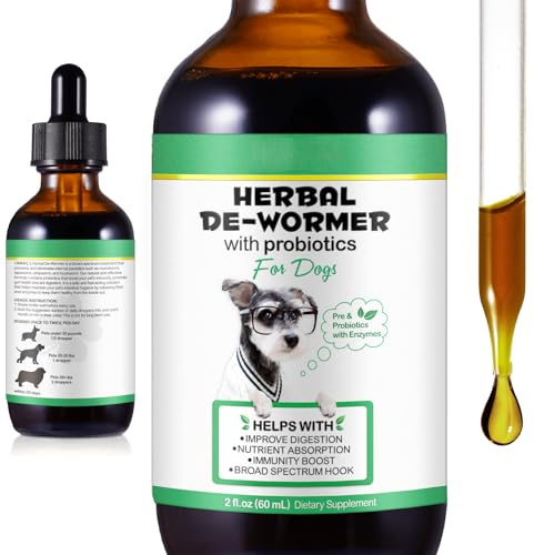 Natural Dog Worming Drops, 60ml Herbal Digestive Drops Wormer for Dogs, Suitable for Large Medium Small Dogs & Puppies, 100% Natural Daily Support for Digestive and Immune Health