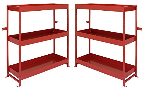 Monster Racking 2 x Lieferwagen Werkstattwagen Fahrzeugausbau Sortiersystem Werkzeugaufbewahrung Regalsystem Regalgestell Werkstattregal 116,5cm x 115cm x 34,8cm Rot