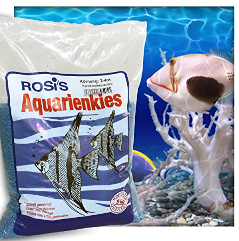 Kieskönig Farbkies Blau Aquarium Deko Kies Aquariengrund Aquariumkies Bodengrund Körnung 2-4 mm 20 kg (4X 5 kg Beutel)