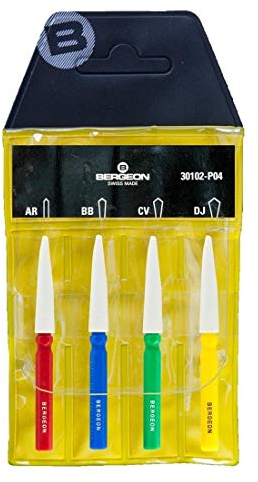 BERGEON 30102-P04 Ölgeber-Sortiment, 4er-Set Uhrenöler, klein, mittel, groß und sehr groß