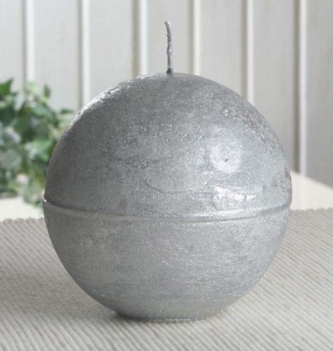 Rustik-Kugelkerze, 10 cm Ø, Silber-metallic