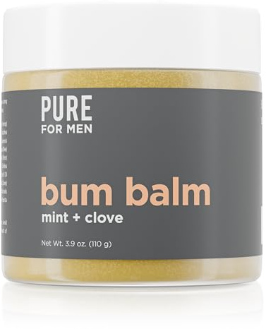 Pure for Men Bum Balm | Raw Lotion for Men | All Purpose Skin Hydration and Deodorizing Balm | Raw Shea Butter, Mint and Clove | 3.9 oz.