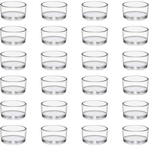 BELLE VOUS Teelichthalter Glas (24 Stück) - Kerzengläser Teelichtgläser Kerzenglas - 4,5x2,5 cm Teelichtglas - Gläser für Kerzen -Teelichter Glas - Teelicht Gläser
