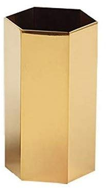 FülleMore Gold Stiftehalter Edelstahl Stifteköcher Büro Schreibtisch Organizer Blumentopf Tischvasen Kosmetik Organizer Make-up Pinselhalter Stifteköcher Schreibgerätehalter (Hexaeder-10.5x6.4x5.5cm)