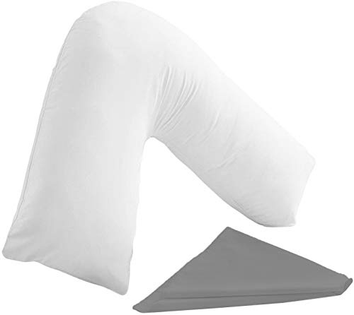 Comfortesy Premium Wedge Pillow V Shaped Pillows Back & Neck Support Medium Firm Pillow with Hollow Fiber Filling Ideal for Maternity and Pregnancy with Free Pillowcase
