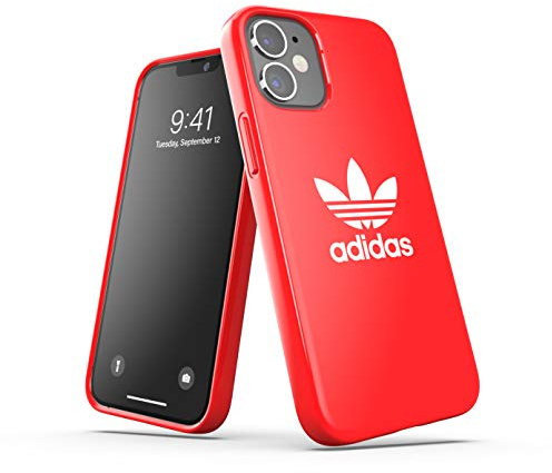 adidas Case Designed for iPhone 12 Mini 5.4, Drop Tested Cases, Shockproof Raised Edges, Original Snap Case Protective Cover, Scarlet Red