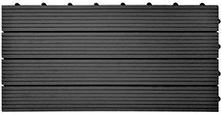 euroharry 6 Stück WPC Fliesen Balkonfliesen Terrasse 30x60cm Kunststoff Holzfliesen DIY Balkon Garten Klickfliesen