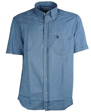 SEA BARRIER Camicia Jeans Leggero Uomo Art JANGOL Manica Corta Denim Chiaro (3XL)