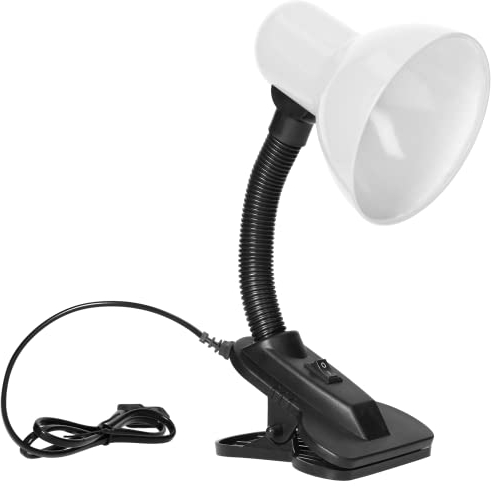 Virone LATSA Luz Lectura - Luz Para Leer - Lampara Lectura Con Pinza 40W E27 Acero + Plástico Longitud del cable de alimentación aprox. 90 cm (Blanco)