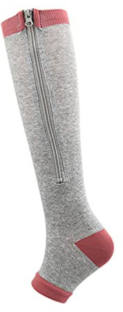 TMXK 3 Paia Calza Elastica Zip Compressione con Cerniera Punta Aperta Supporto per Le Gambe Gambaletto a Sox Calzino per Uomo e Donne