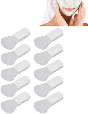 Spazzola per Maschera in Silicone da 10 Pezzi Mini Spazzole per Trucco Strumenti Cosmetici con Applicatore per Maschera Facciale con Manico in Plastica Trasparente, Spazzola per Maschera(Fan Brush)