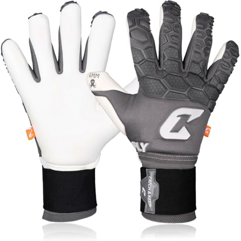 CATCH & KEEP Torwarthandschuhe Herren Fly Grey Soul Gr. 11 I Professionelle Torwarthandschuhe mit Fingerschutz, Daumenunterstützung & dickerer Handgelenksbandage