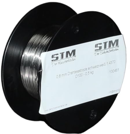 Hyundai Welding 0,8 mm Schweißdraht Edelstahl 1.4370 307 L (schwarz-weiß) NIRO INOX Stainless (D100 (100mm), 0,5 Kg)
