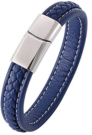 ANAZOZ Herren Armband Leder, Lederarmband Damen Schwarz Breit 12mm Armbänder 16,5 bis 20,5cm mit Verschluss aus Edelstahl