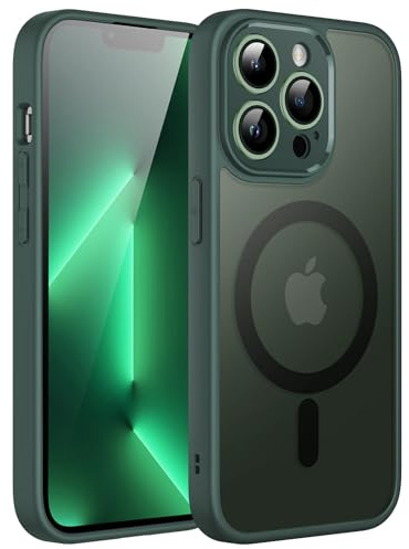 JETech Magnetic Matte Case for iPhone 13 Pro Max, Midnight Green | Compatible with MagSafe, Translucent Matte Back, Slim Shockproof Protection