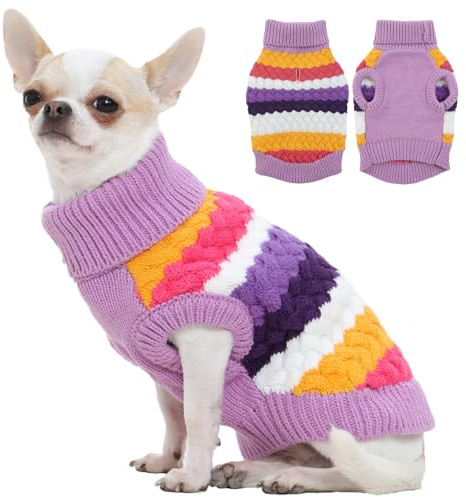 Kuoser Warmer Hundepullover für Kleine und Mittelgroße Hunde, Fleece Hunde Kleidung für Winter, Lila XS