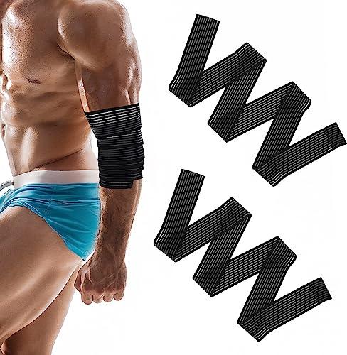 Abeillo 2 fasce per ginocchiere sportive, 90 cm, fascia di compressione elastica regolabile, per braccio, gomito, polpaccio, mano, caviglia, polso, ginocchio