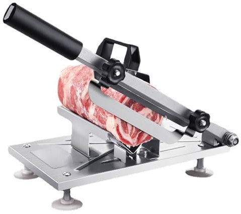 XoTiq Manueller Fleischschneider, kommerzieller Haushaltsfleischschneider, Edelstahl-Fleischschneider, Dicke 0,3 mm bis 8 mm verstellbar, Rutschfester Griff, verwendet in Hotel-Restaurant-Küchen