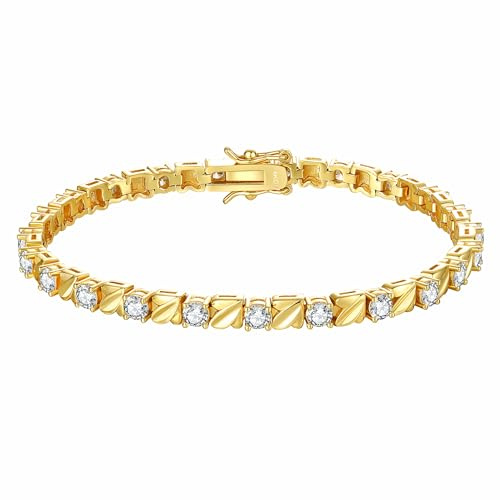 DJADEE Armband Gold vergoldet Zirkonia Damen für Allergiker geeignet hypoallergen 999er Gold 24 Karat Wasserfest Damenarmband Gestempelt Hellgold