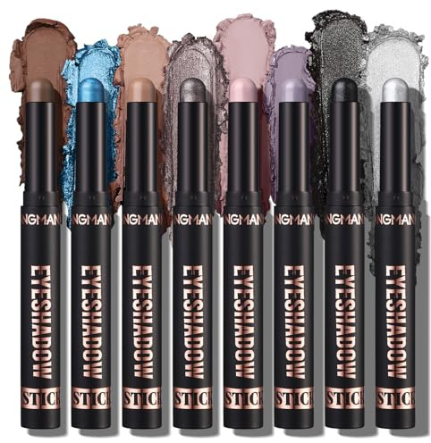 Joyeee Lidschatten Stift Set, 8 Farben Eyeshadow Stick, Cremige Matte Schimmer Glitzer Lidschattenstift, Langlebig, Wasserdicht Lidschatten Geschenk für Frauen