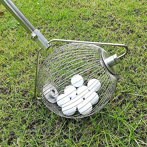 Colector de frutos secos de acero inoxidable, recogedor de frutos secos, recogedor de manzanas, nogal, recogedor de fruta con mango también como pinza para pelotas de golf, pelotas de tenis