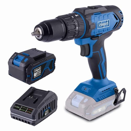Scheppach Akku Schlagbohrschrauber C-CD45-X inkl. 4 Ah Starterkit | 3in1 Funktion | Drehmoment 45Nm | Drehmomentstufen 19+1+1 | Spannbereich 1,5-13mm | LED-Leuchte & Gürtelclip | 20V-IXES-Serie