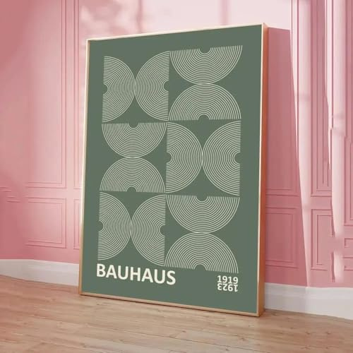 SHINERING Abstraktes Bauhaus Grüne Farblinien Modernes Poster Klassische Vintage Poster Wandkunst Retro Poster Für Zuhause Zimmer Wanddekoration A2 50X70Cm Kein Rahmen