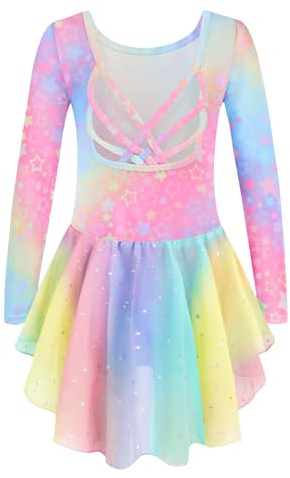 Arshiner Ropa de Ballet Vestidos de Ballet para Niñas Traje de Ballet de Algodón para Niños Vestido de Baile ArcoíRis Cuerpo de Baile con Tutú Vestido de Bailarina 9-10 Años