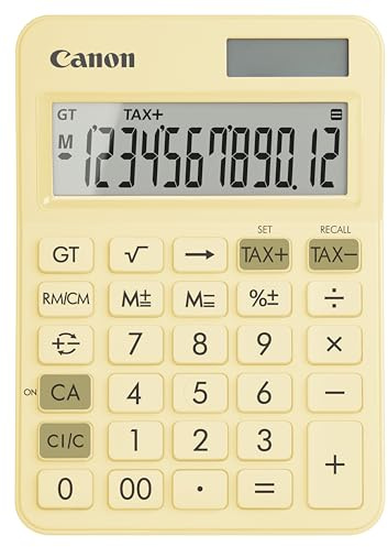 Canon LS-125KB Taschenrechner (Solar- und Batteriebetrieb, 12 Stellen) Gelb