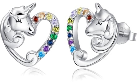 Qings Ohrringe Silber 925 Mädchen Echte Sterling Silber Einhorn Katze Axolotl Ohrringe Stecker Hypoallergene Niedliche Tier Ohrstecker Geschenk für Damen Mädchen Tochter Enkelin Ohrschmuck