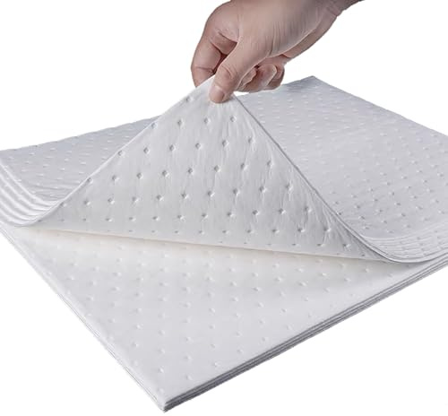 GQZJY Oljeabsorberande dynor industriella oljespillmattor vita spill kontrollark suger upp oljan utan att absorbera vatten för tillverkning, verkstäder, under motorer (storlek: 2 mm, färg: 100
