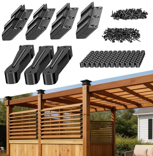 Louver Hardware Kit 2 Set Metallhalterungen für Außenläden schwarz | 2er-Set Lamellen-Hardware-Kit mit verstellbaren Halterungen für Außenläden, Pergola-Schatten, Decks und Sichtschutzwände