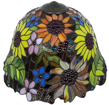 BOTOWI Tiffany Lamp Shade Daisy Style Handmade Stained Glass Lampshades 16 Inch Wide Vintage Table Lamp Floor Lamp Cover Replacement Only for Bedroom Living Room Home Office Decoration