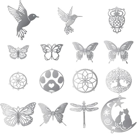 Spritewelry Stainless Steel Open Back Bezel Pendants Silver Filigree Charms Hollow Frame Pendants Silver Earring Hoop Jewelry Making for DIY Crafts Making