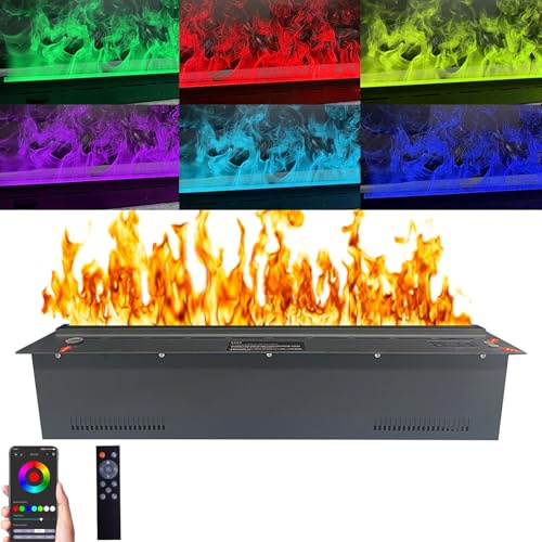 Cheminée électrique, cheminée à vapeur d'eau 3D, cheminée à atomisation, cheminée électrique encastrée avec application, télécommande, humidificateur de cheminée, remplissage d'eau automatique(150cm/5