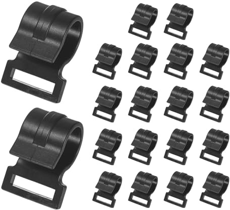 TIXIPEM 1,9 cm Zeltstangen-Clips, C-förmige Klemme, Verwendung für Camping und Markisenzelt und Vordächer, Stangen – [POM-Kunststoff] Zeltstangen-Befestigungsclips, Gurtband-Klemme, 20 Stück