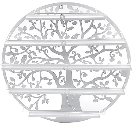 ZENGRICE Organizzatore cosmetico, scaffale per smalti da parete in metallo, supporto a 5 livelli, 60 x 60 cm, bianco, design per ringhiera, per smalto, profumo, etereo in soggiorno, camera da letto