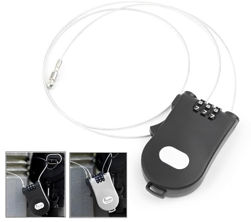 Antivols KYLOS à combinaison 3 chiffres, Câble rétractable 100cm pour vélo et équipements, Sécurité ajustable pour scooters, motos et poussettes, Câble acier gainé