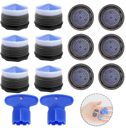 14 Stück Wasserhahn Sieb Set, Strahlregler M18.5, Perlatoren für Wasserhähne, M18.5 für Perlator mit 2 Mischdüsenschlüssel, Kunststoff Wasserhahn Siebeinsatz, Belüfter für Bad, Küchex
