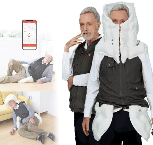 Gilet Anticaduta Con Airbag Per Anziani, Giacca Con Airbag Per Ciclisti, Dispositivo Di Protezione Riabilitativo Indossabile Intelligente Con Allarme Di Monitoraggio Remoto,Black(Mr)-XXL